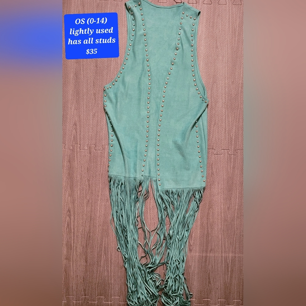 Crazy Train Turquoise Studded Fringe Duster Size: OS (0-12/14)